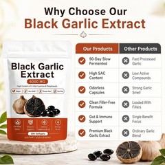 Garlic Black Extract Softgels 300ct, Odorless Vegan Non-GMO Supplement （1-2 pk）