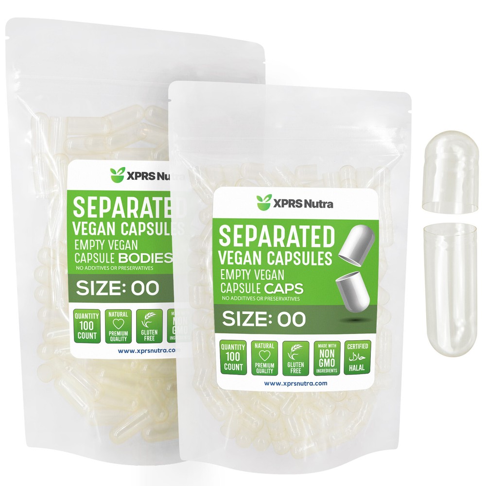 Size 00 Separated Clear Empty Vegan Capsules Veggie Caps Vegetable Pills