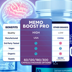 (5 Pack) Memo Boost Advanced Brain Max Support Supplement MemoBoost 300 Capsules