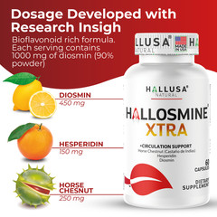Hallosmine EXTRA Diosmin Circulation Support Hesperedin + Horse Chestnut Extract