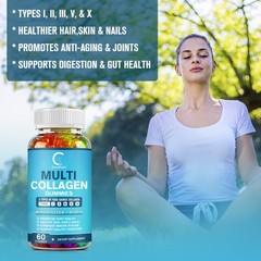 Multi Collagen Peptides Gummies Types I, II, III, V, X – Skin, Hair & Nails