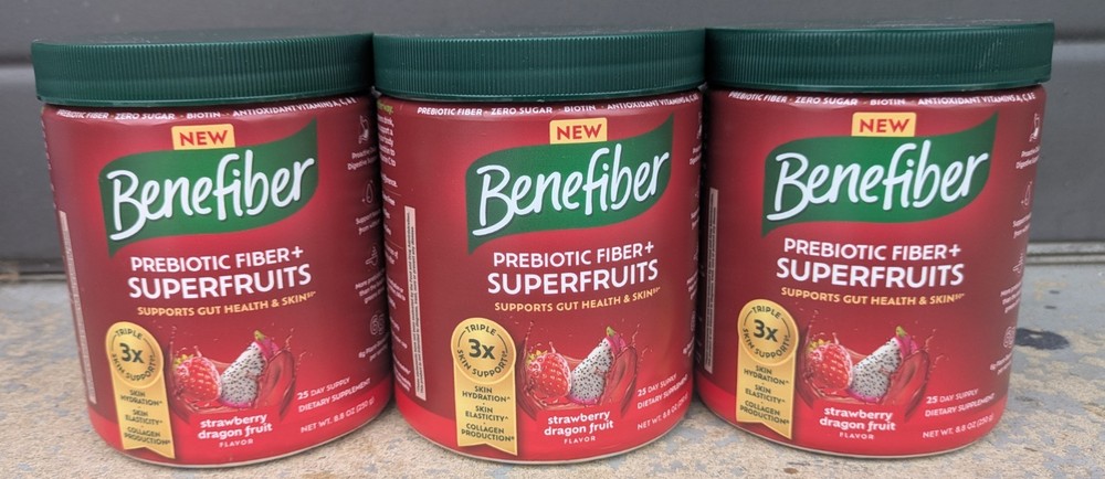 3 Benefiber Prebiotic Fiber + Super Fruits Strawberry Dragon Fruit Exp. FEB/2027
