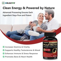 HIILEATHY Shilajit PRO MAX Supplements-Ashwagandha,Boost Energy,Provide Vitality