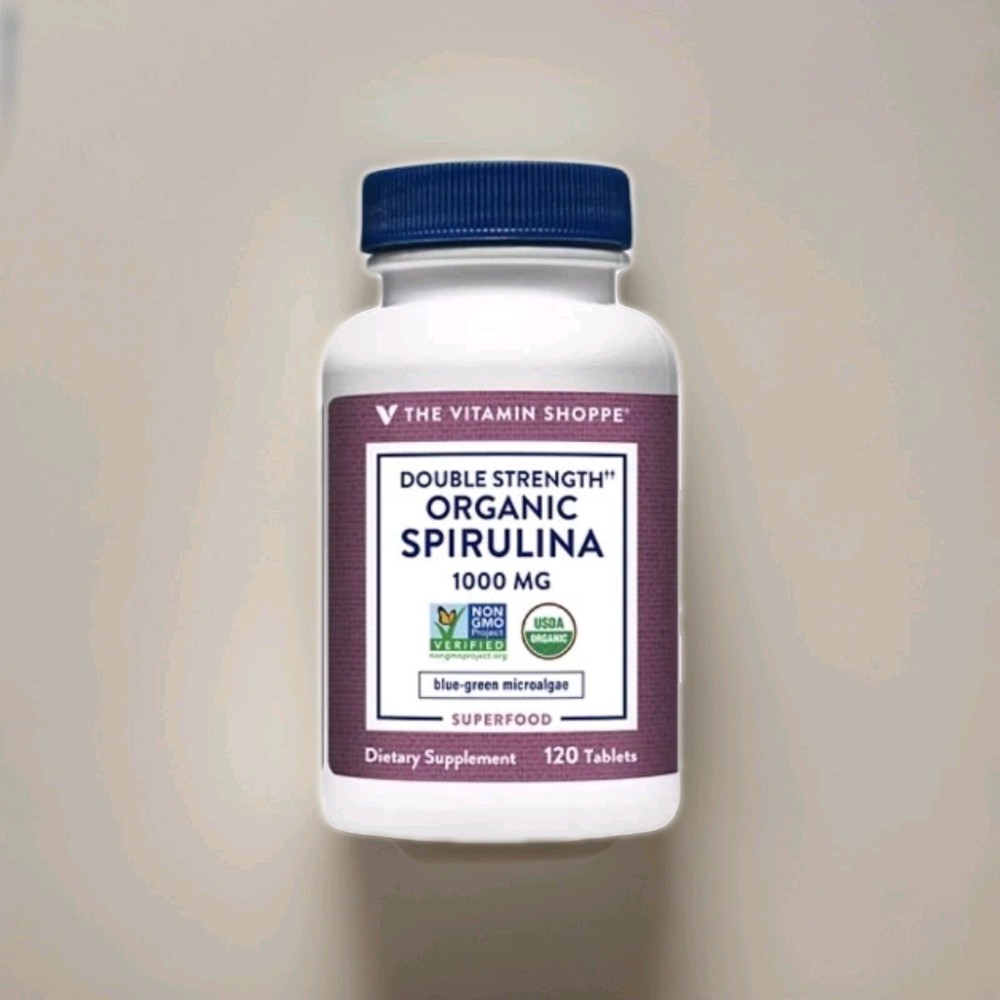 Double Strength Organic Spirulina Microalgae Superfood 1,000MG BB 120 Tabs 12/27