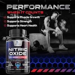 Nitric Oxide Booster 3000mg L-Arginine 3X Extra Strength Capsules