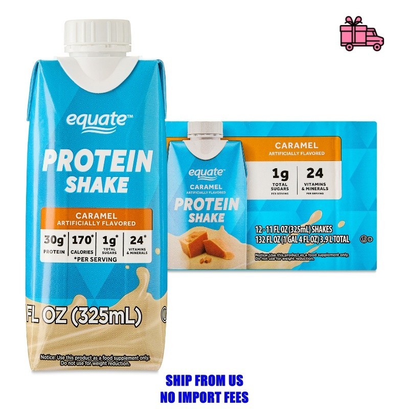 Equate Protein Nutrition Shake, Caramel, 11 fl oz, 12 Count