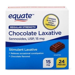 Equate Regular Strength Chocolate Laxative, 15 mg, 24 Pieces (3 Pack – 72 Total)
