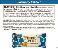 NuGo Fiber d’Lish Blueberry Cobbler, 12g High Fiber, Vegan, 150 Calories, 1.6…