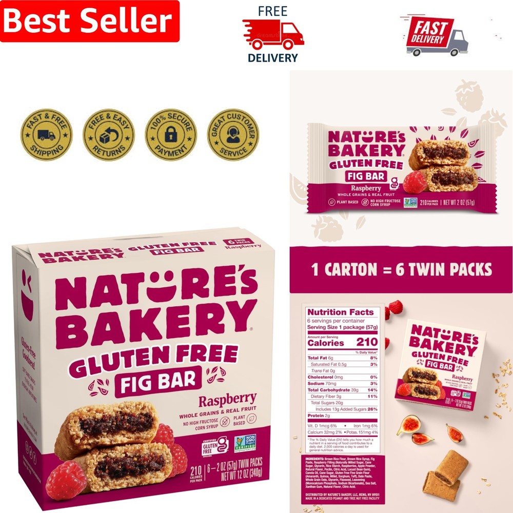 Nature’s Bakery Gluten Free Raspberry Fig Bars – 6 Twin Packs for Anytime
