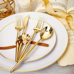Rubtlamp 180Pcs Gold Plastic Silverware,Luxury Gold Plastic Cutlery,Heavy duty
