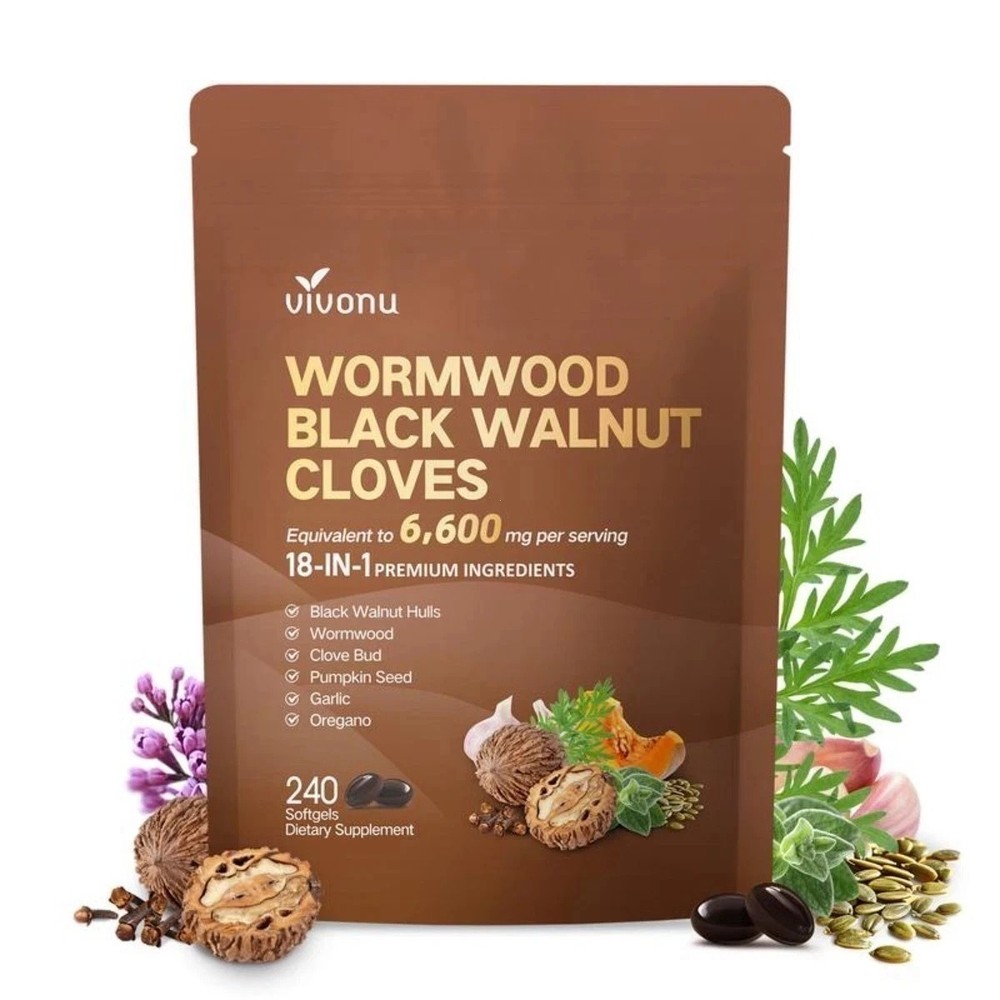 VivoNu Wormwood Black Walnut Cloves – Cleanse & Metabolism Support, 240 Softgels