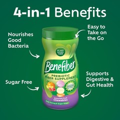 Benefiber Chewable Prebiotic Fiber 100 Count (Pack of 1), Asst. Fruit