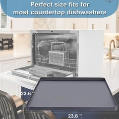 Dishwasher Drain Pan Mat, Portable Dishwasher Silicone Mat with Raised Edge, Sma