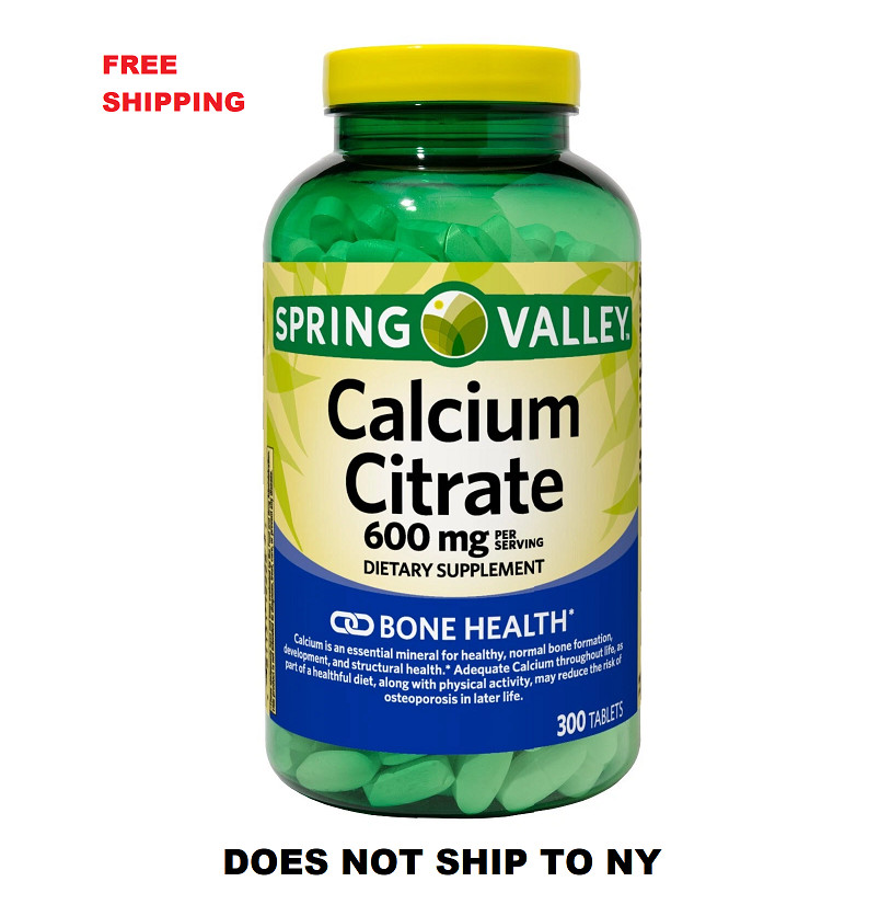 Spring Valley Calcium Citrate 600 mg, Bone Health Supplement, 300 Tablets