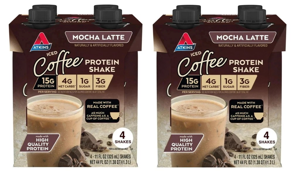 Atkins Protein Shake, Mocha Latte, Keto Friendly, Gluten Free, 8 Ct