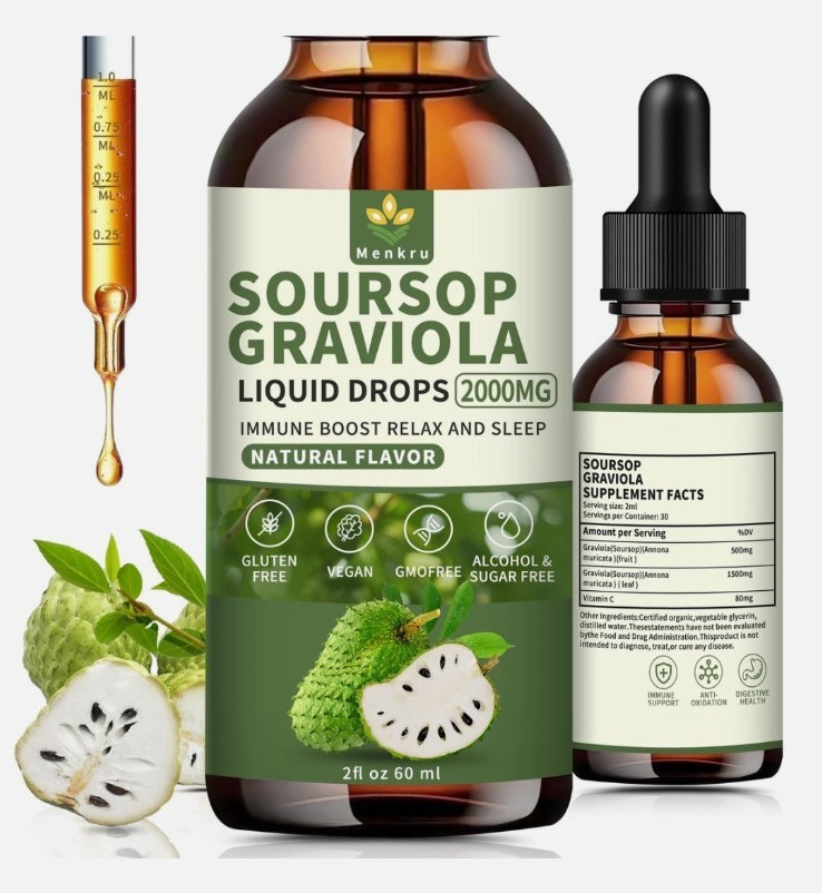 Soursop Bitters Liquid multivitami Drops,Pure 2 Fl Oz Green