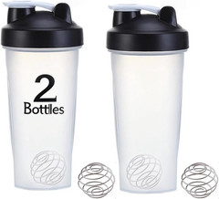 2 Pack 28oz Shaker Bottles Protein Mixer Cups with Stainless Steel Whisk Ball