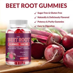 Organic Beet Root 60 Gummies Capsules for Circulation & Natural Energy Boost