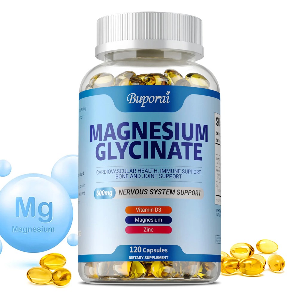 Magnesium Glycinate 120pcs – Reduces Stress,Improve Mood, Deep Sleep, Metabolism