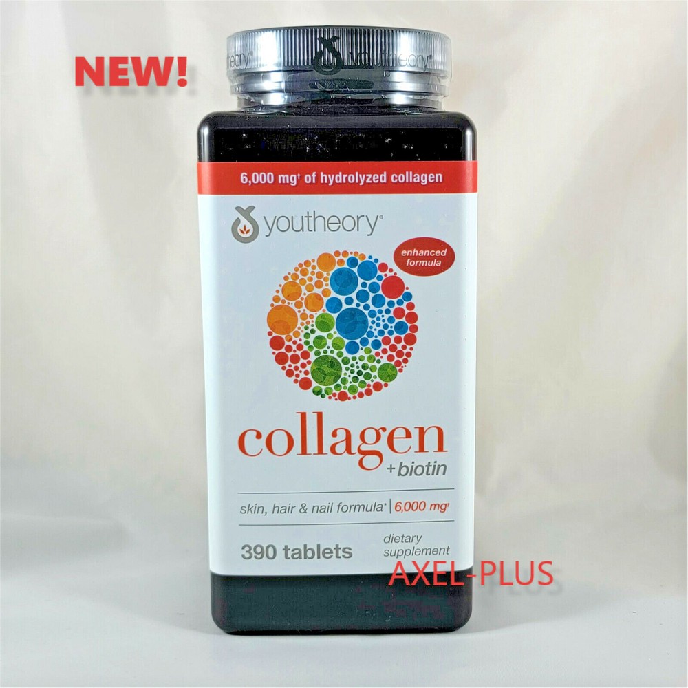 Youtheory Collagen + Biotin (390) tablets Type 1,2,3 NEW!