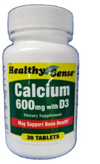 3x Bottles Healthy Sense Calcium 600MG With D3 Dietary Tablets, 30 Per Bottle