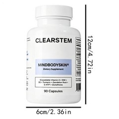 CLEARSTEM (Age+Acne) Mind•Body•Skin Supplements Vitamin A+DIM+B5, 90 Capsules