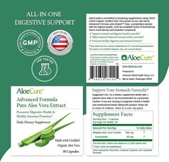 4 Bottles AloeCure Organic Aloe Vera Capsules, 130,000mg Inner (4×30 Capsules)
