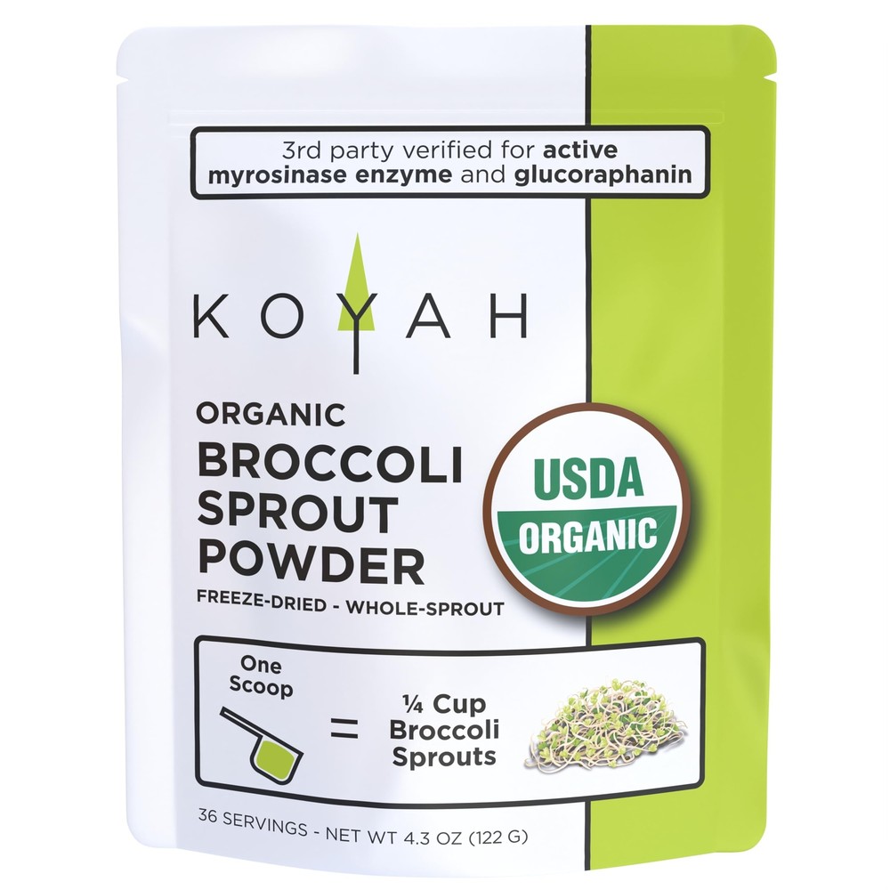 KOYAH – Organic USA Broccoli Sprout Powder 1 Scoop = 1/4 Cup Sprouts 36 Servi…