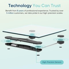 Digital Bathroom Scale 400LB Tempered Glass Blue LCD Display