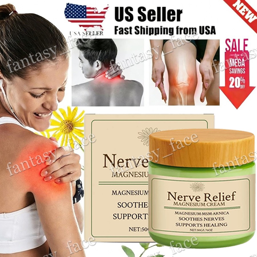 Nerve Relief Magnesium Cream includes MSM & Arnica, Soothes Nerves & Non-Greasy