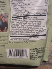 Clean Simple Eats Greens Organic Mix Superfood add To Protein Smoothie Exp05/26