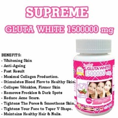 Supreme Gluta White Glutathione + Acorbic Vitamin C 1000mg Whitening Skin
