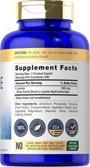 L-Lysine 500mg | 250 Caplets | Amino Acid Supplement | Vegetarian | by Carlyle