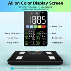 Smart Scale, LED Display, Precision Weigher, App Sync, 500 lbs, 11.8 in.