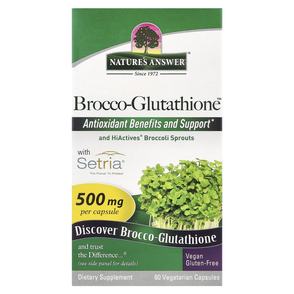 Nature s Answer Brocco-Glutathione 500 mg 60 Vegetarian Capsules Cruelty-Free,
