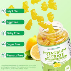 Potassium Citrate 1000mg Gummies, Potassium Supplement for Adults Women and Men,