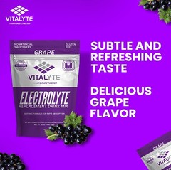 Vitalyte Electrolyte Powder 35oz-40 Servings Per Container – Grapes – 2 Packs