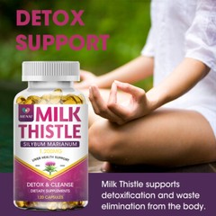 Organic Milk Thistle Capsules 1200mg – Liver Cleansing,Detox & Repairing Formula