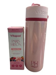 Vitapod Paris Hilton 22 Oz. ￼Hydration Bottle + 7 Radiant Rose Pods