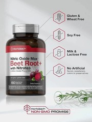 latest 3 Pack Horbaach Nitric Oxide Max Beet Root with Nitrates 540 Veggie Ca…