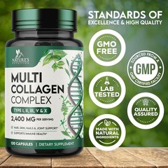 Multi Collagen Pills – Hydrolyzed Peptides 120 Count (Pack of 1)