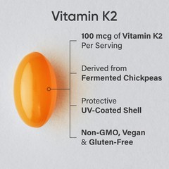 Vitamin K2 MK7 100mcg with Coconut Oil – 60 Veggie Softgels (2 Month Supply)
