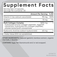 Multi Collagen (Type I, II, III, V, X) + Hyaluronic Acid + Vit. C (90 Capsules)