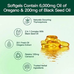 VivoNu Oregano Oil & Black Seed Capsules,300 Softgels | Non-GMO Gluten-Free