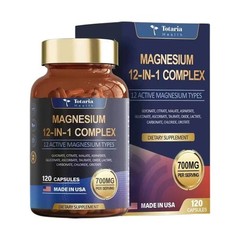 1-3x Magnesium 12 in 1 Complex 700mg-Glycinate Citrate Malate Taurate 120 Caps
