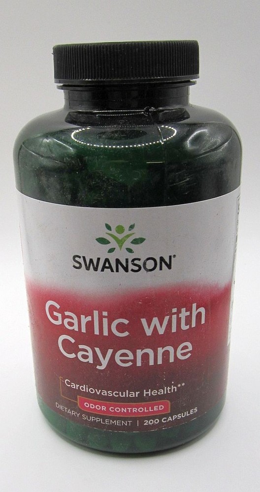 Swanson Garlic with Cayenne 200 Capsules Expiration: 11/2027