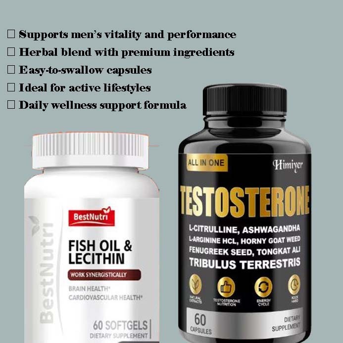 Fish Oil Plus LeciThin and Testosterone- Brain , Heart , Immune Booster On Sale