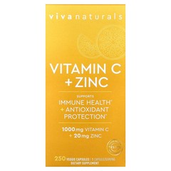 2 X Viva Naturals, Vitamin C + Zinc, 250 Veggie Capsules