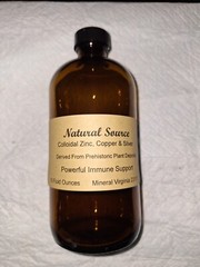 Natural Source Colloidal Zinc, Silver & Copper – 16 oz glass bottle (free ship)