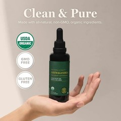 Global Healing Organic Ashwagandha Supplements Drops KSM-66 Extra Strength 2 oz